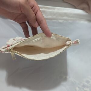 Sezane Cream Floral Wristlet